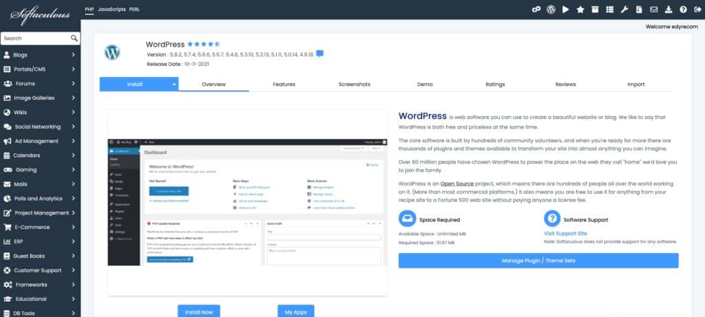 WordPress staging site - Softacouous