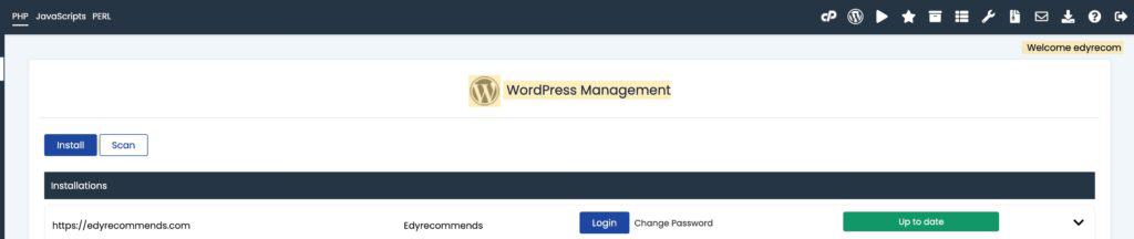 WordPress staging site - WordPress management